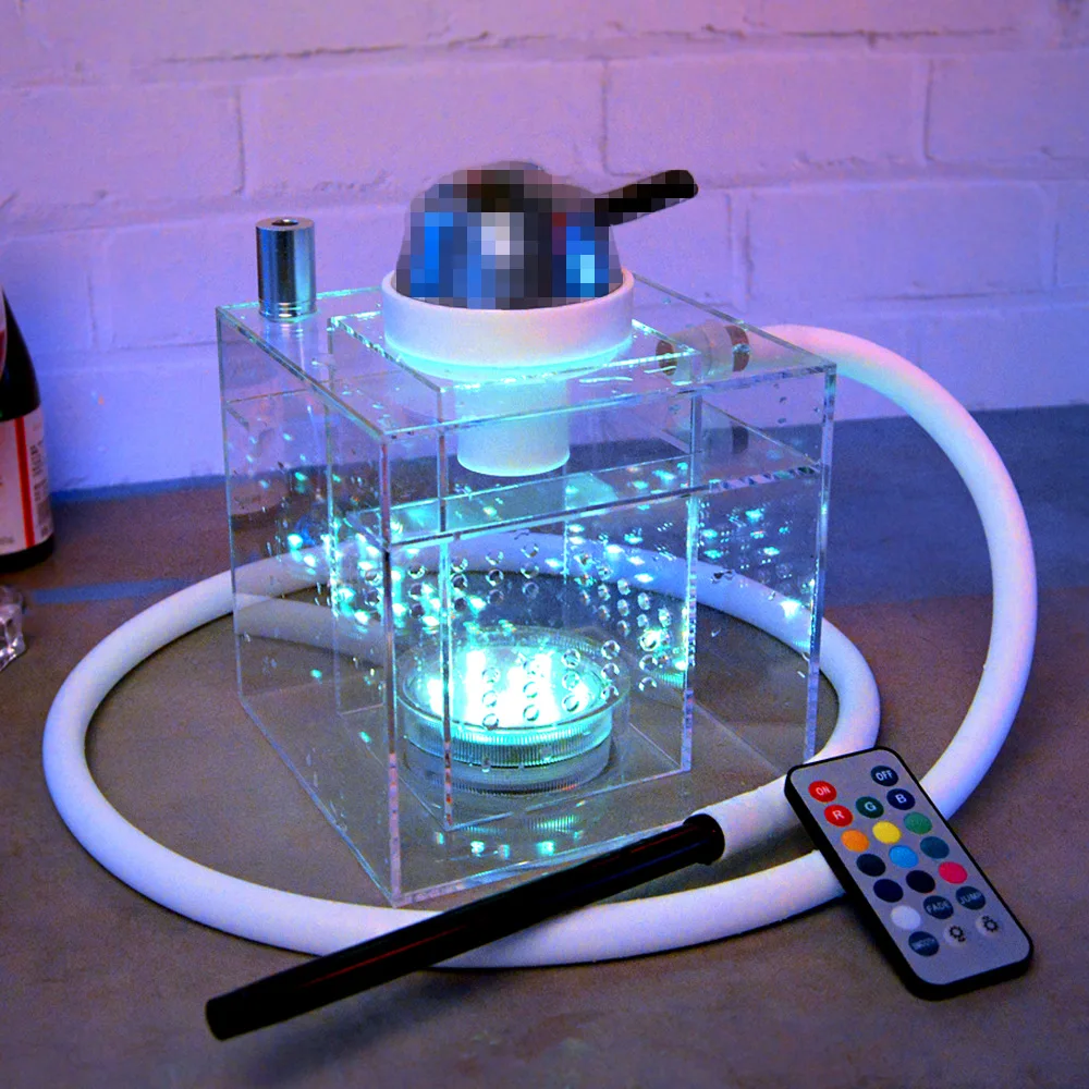 

Transparent Acrylic Shisha with LED Light Shisha Pipe Set Hose Bowl Charcoal Holder Tongs Accessories Best Bar Party Supplies