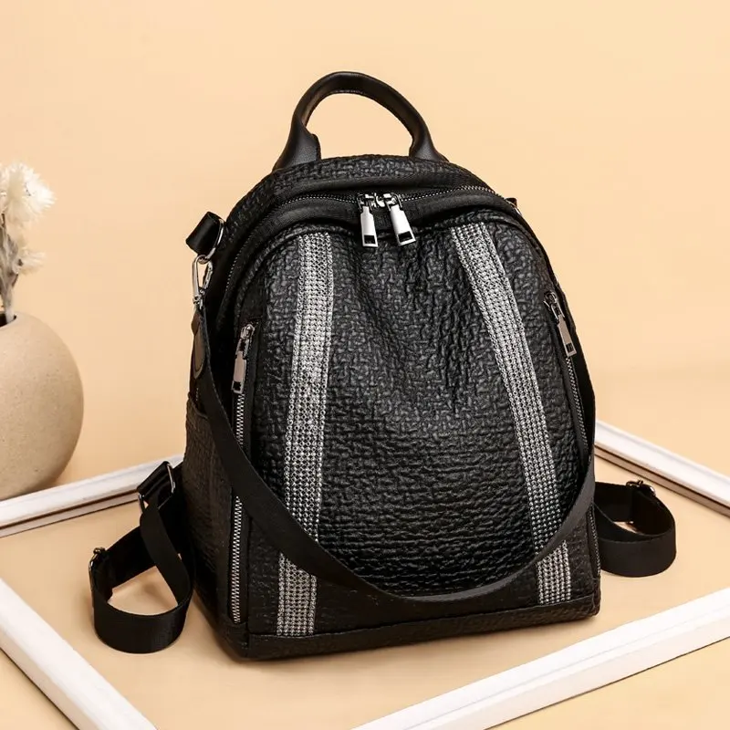 

2021 new high quality leather backpack multifunctional women's shoulder bag youth travel fashion backpack girl school bag