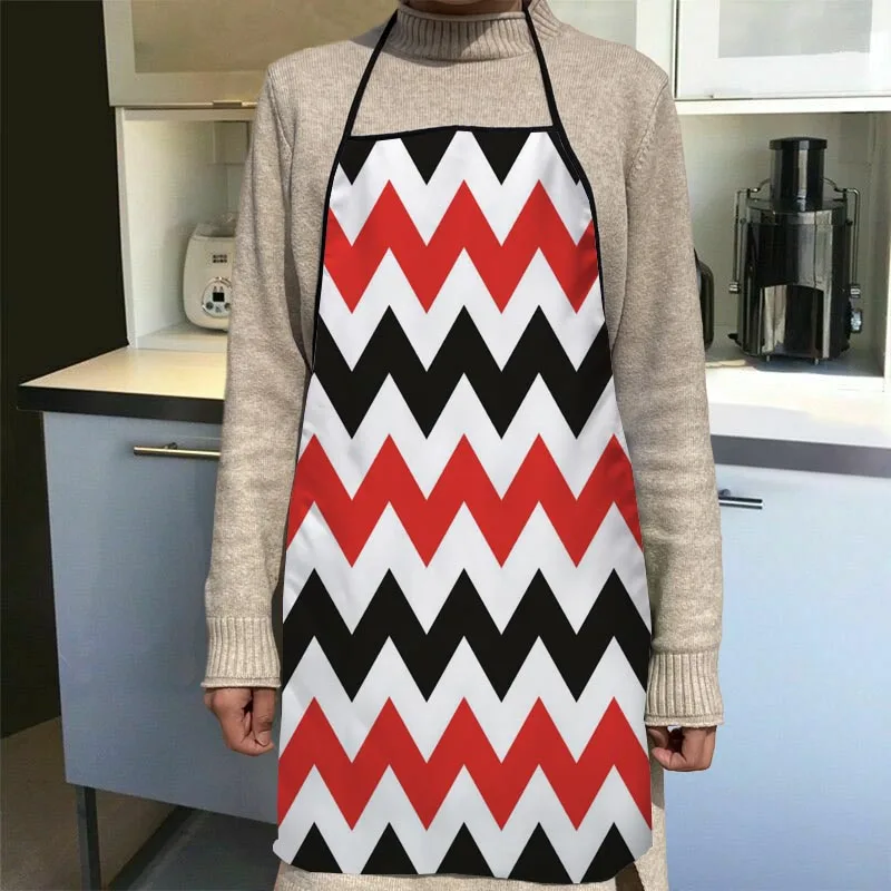 

Colorful Of Chevron Kitchen Apron Dinner Party Cooking Apron Adult Baking Accessories Waterproof Fabric Printed Cleaning Tools