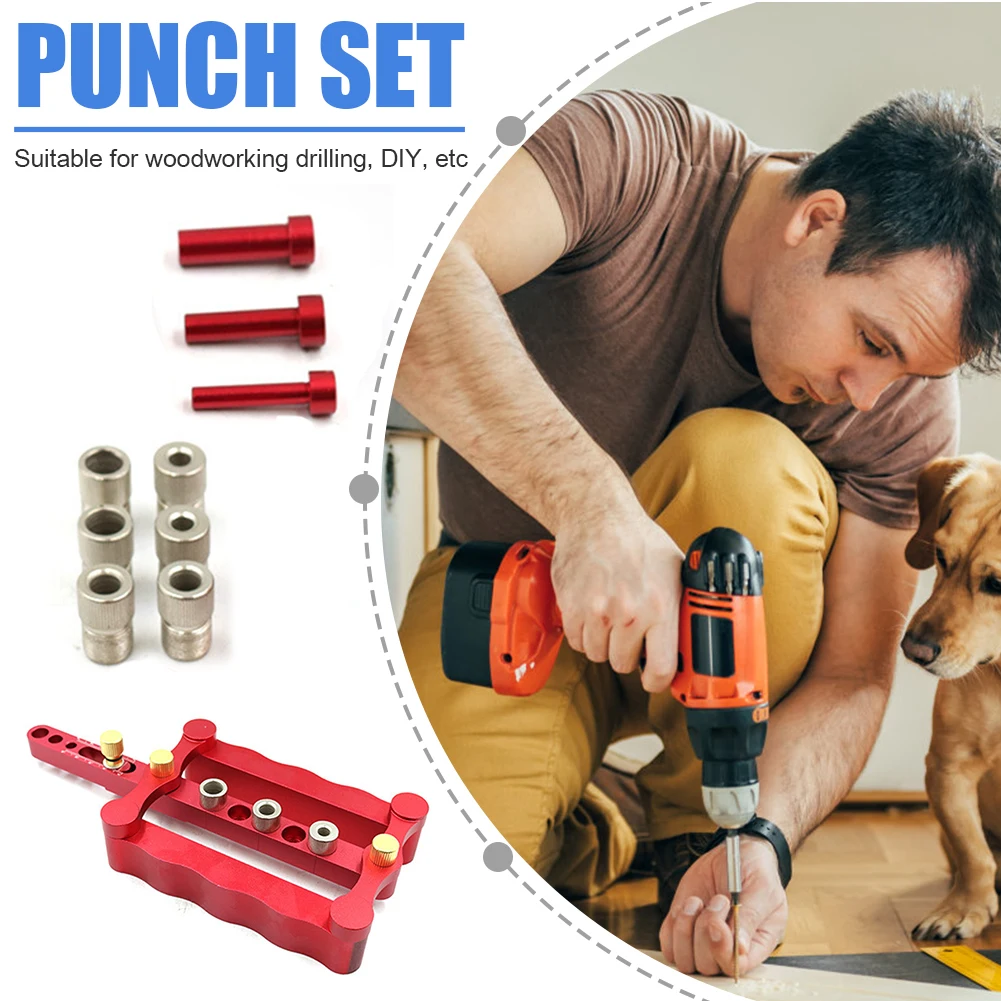 

6/8/10mm Self-centering Woodworking Doweling Jig Drill Guide Wood Dowel Puncher Locator Tools Kit for Carpentry