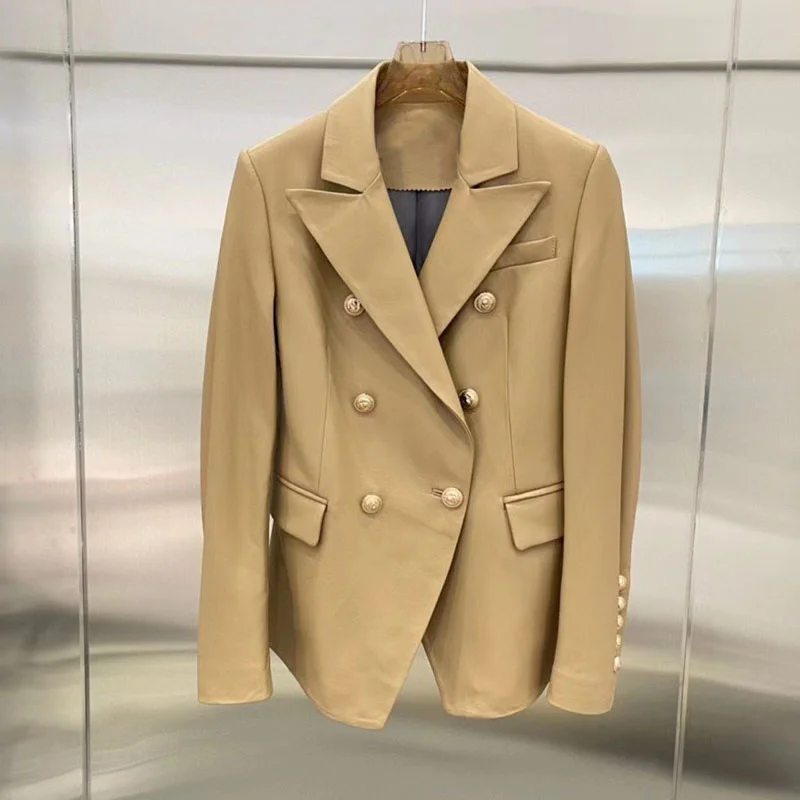 

Short Length Coat Spring And Autumn 2022 New Arrival Soft Leather Jacket Suit Collar Double Breasted Import Real Sheepskin