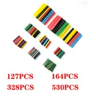 Комплект термоусадочных трубок, 127164328530 шт., Усадочные полиолефиновые изоляционные трубки в ассортименте, термоусадочные трубки для проводов 2:1