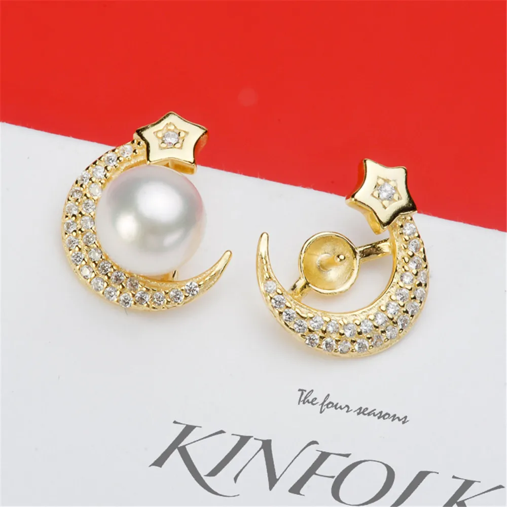 

Настоящее Твердые 925 стерлингового серебра жемчужные серьги-гвоздики, аксессуары Findings, сделай сам, ювелирное изделие ушной крючок пустые По...