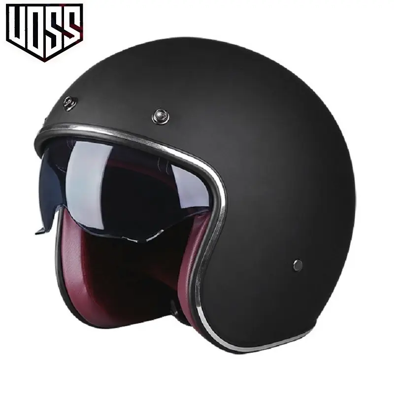 Fashion brand VOSS vintage motorcycle helmets matte black Goggles Retro Vintage Style DOT | Автомобили и мотоциклы
