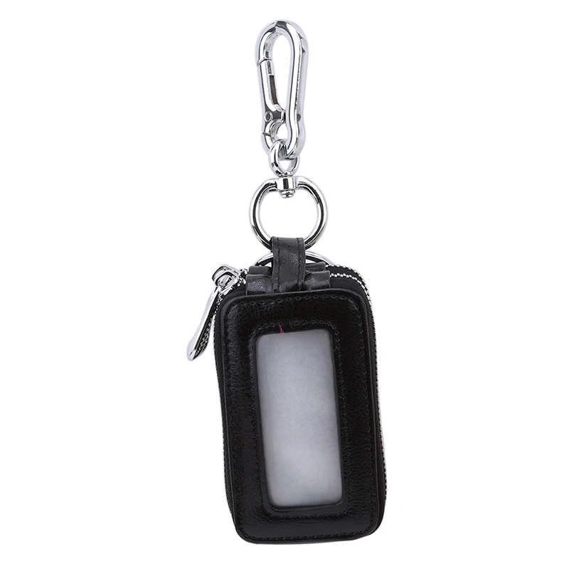Новый мужской чехол для ключей из коровьей кожи на двойной молнии с прозрачным