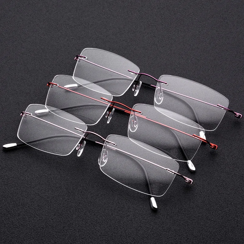Деловая оправа для очков Модные прямоугольные очки без оправы металлическая по