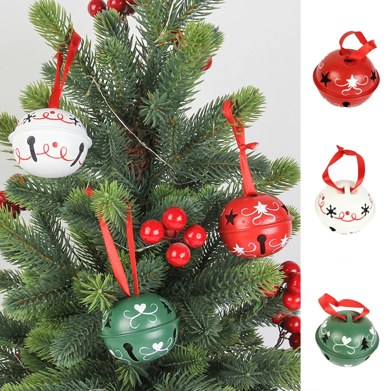 

5CM Painted Wrought Iron Bell Xmas Tree Hanging Bells Christmas Navidad Decor Ornaments Home Bells Festival Xmas Supplies Gifts