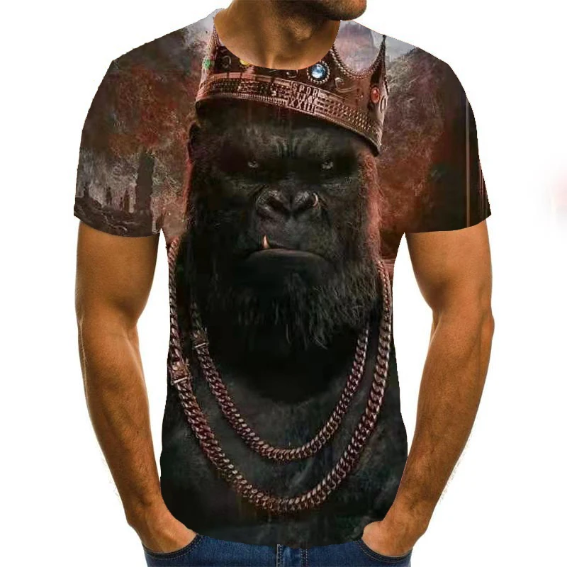 

Men clothes 2021 New Mens Summer King Print Men Short Sleeve T-shirt 3D print t Shirt Casual Breathable funny Hip hop trend