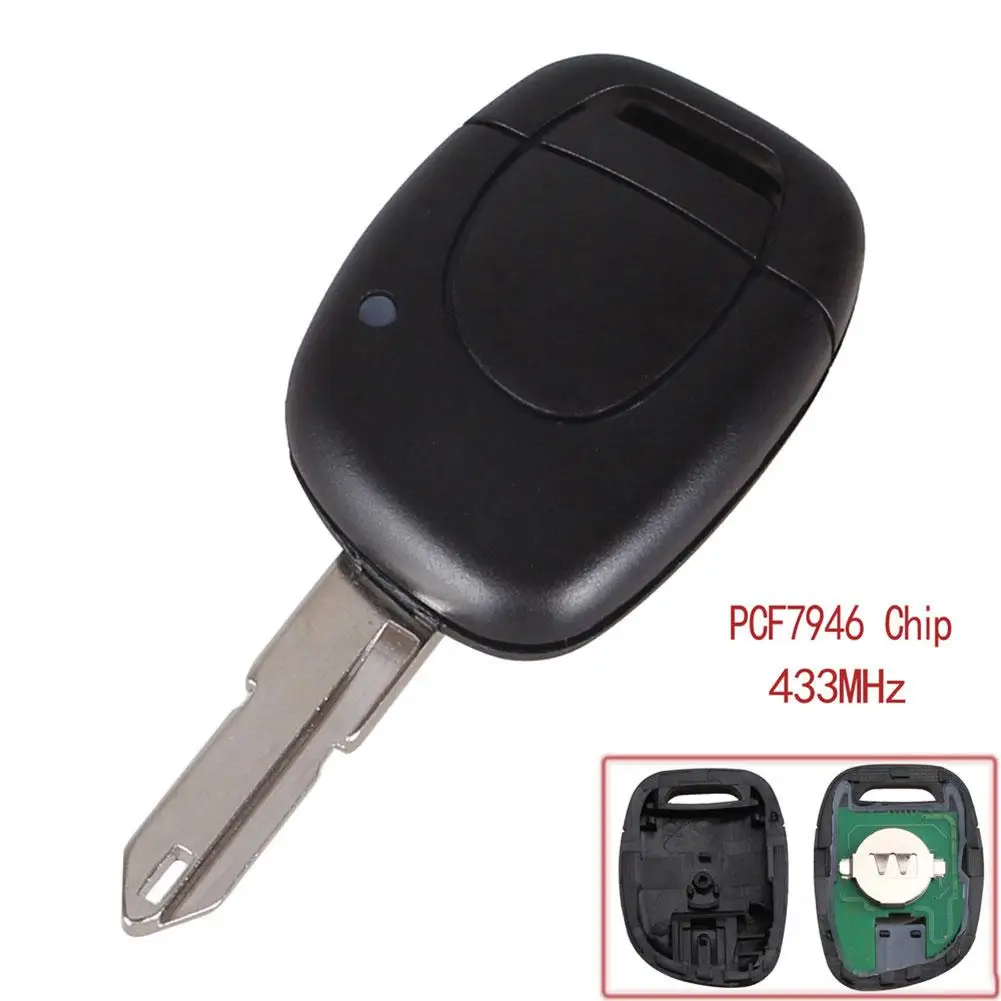 

434MHz 1 Button Car Remote Key Fob with Uncut Blade PCF7946 Chip for Renault