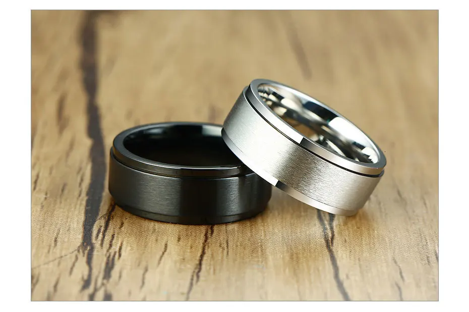 Vnox 6/8mm Spinner Ring for Men Stress Release Accessory Classic Stainless Steel Wedding Band Casual Sport Jewelry