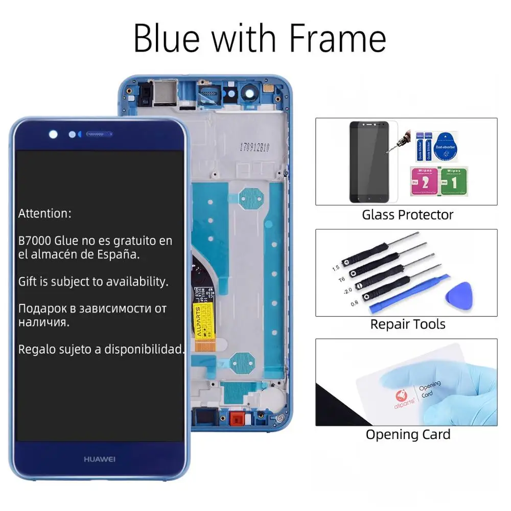 Исплей для HUAWEI P10 Lite Display LCD в сборе с тачскрином на рамке 5.2'' черный синий белый золото порошок Nova Lite lx1 lx2 WAS-LX1 - Цвет: Blue with Frame