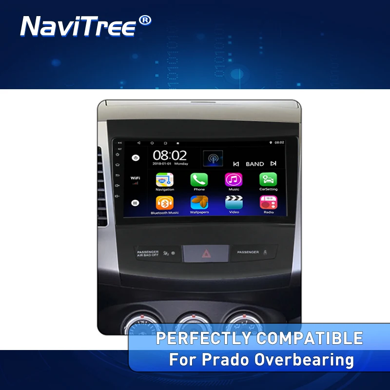 NaviTree 9 дюймов ips 1024*600 Android 9,0 автомобильный радио мультимедиа для Mitsubishi Outlander xl 2 2005-2011 bluetooth FM usb заднего вида