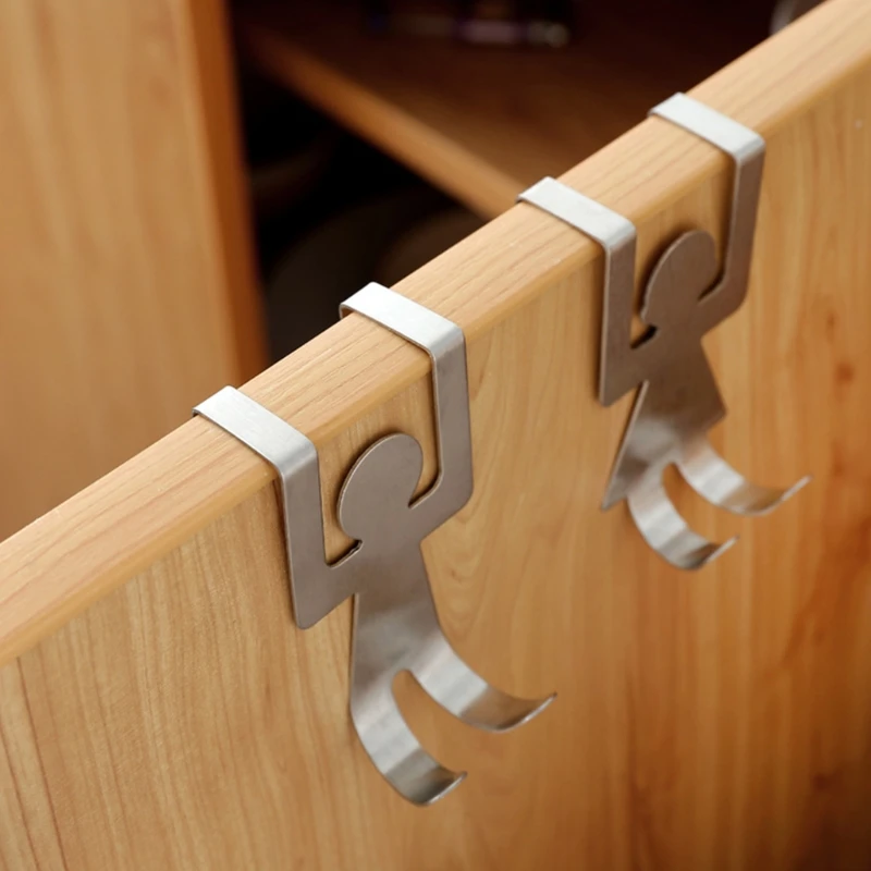 

2 Pcs Humanoid Hooks Hanger Nail Free Stainless Steel Holders Door Back Hook