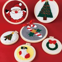 merry christmas embroidery diy kit poke punch needle stitch for beginner kids children funny handmade play christmas decoration