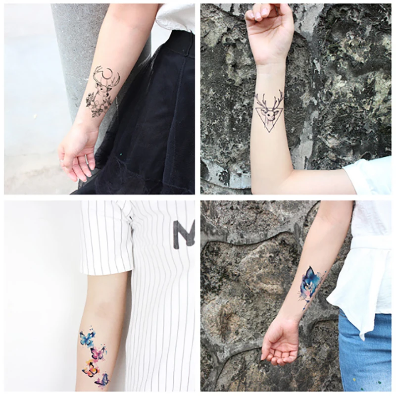 Поддельные водонепроницаемые временные тату наклейки кот собака Флэш Тату