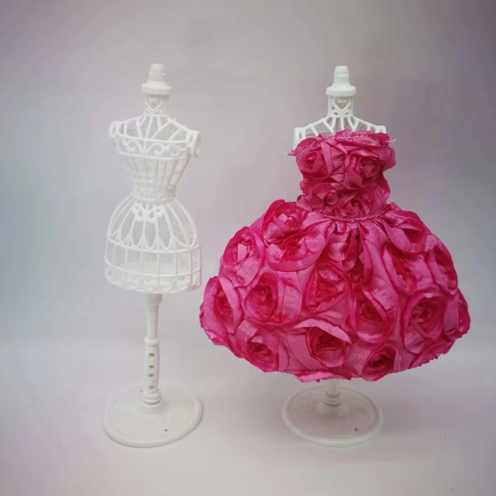 1Set White Display Hollow Model Hanger Holder Stand Gown Dress Clothes Rack Doll Mannequin Girls Dolls DIY Dollhouse Accessories | Игрушки и