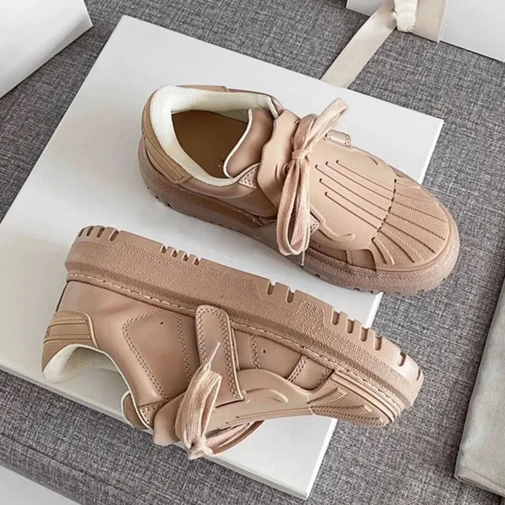 

Brand New Trendy Fashion INS HOT Chic Genuine Leather Women Shoes Flats Platform Black Pink White Sneakers Footwear