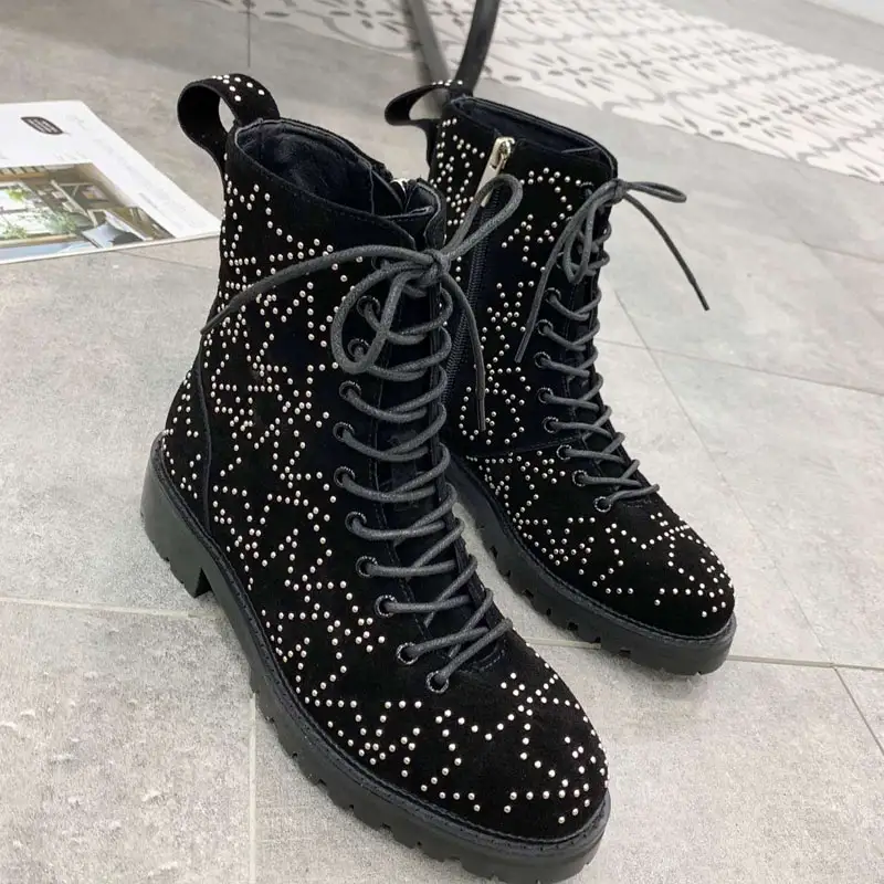 Beste 2020 Nieuwe Mode Luxe Laarzen Vrouwen Ontwerpers Echt Lederen Slip-On Spike Hakken Super Hoge (9Cm) Enkel Vrouwen Laarzen