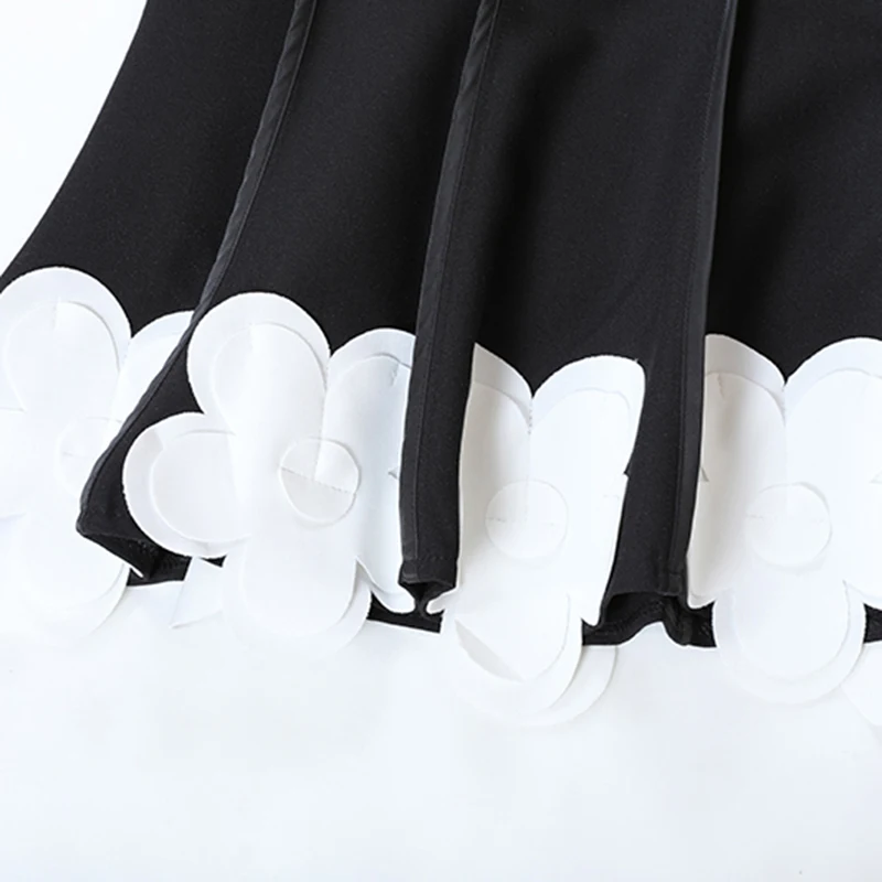 

Black Flower Decoration Fishtail High Elastic Waist Half-body Skirt Women Fashion Tide New Spring Autumn 2021 1DD3226