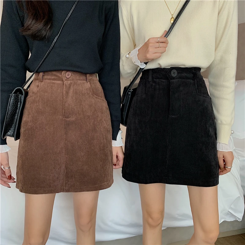 

Spring and Autumn 2021 new Korean version of high waist slimming all-match corduroy A-line skirt skirt women's clothing