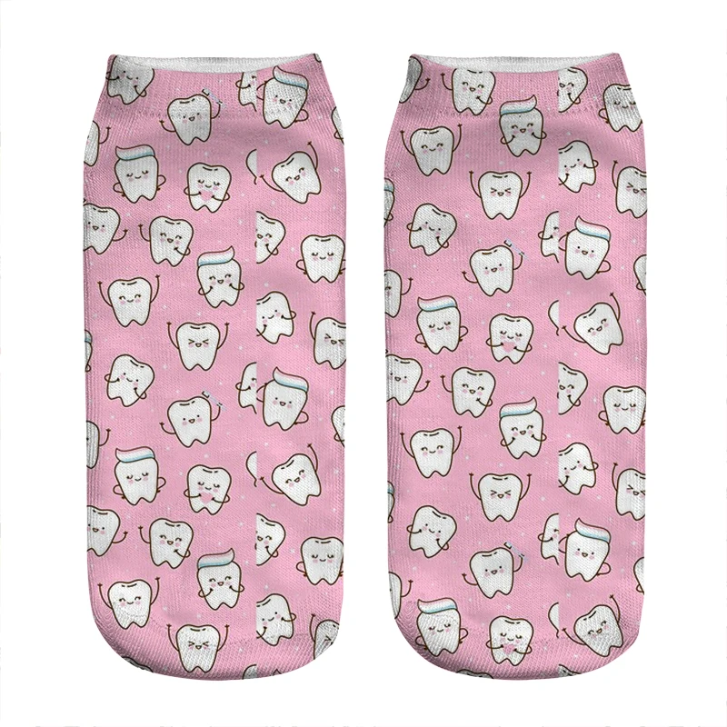 

Women's socks kawaii Funny Seamless pattern with cute teeth Socks Woman harajuku Happy Novelty cute girl gift Socks for women