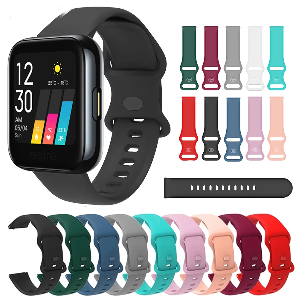 

Ремешок силиконовый для наручных часов Realme Watch Realme 2 Pro, сменный Браслет с пряжкой-бабочкой для часов Realme S