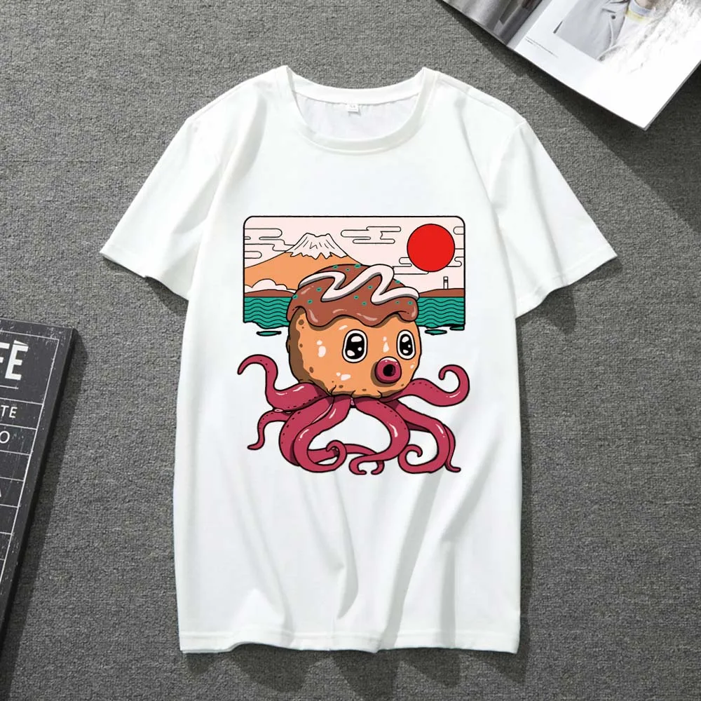 

Unisex T-shirt O-neck White Commuter Cute Print Daily Casual Street Youth Japanese Wild Short-sleeved Breathable Top T-shirt