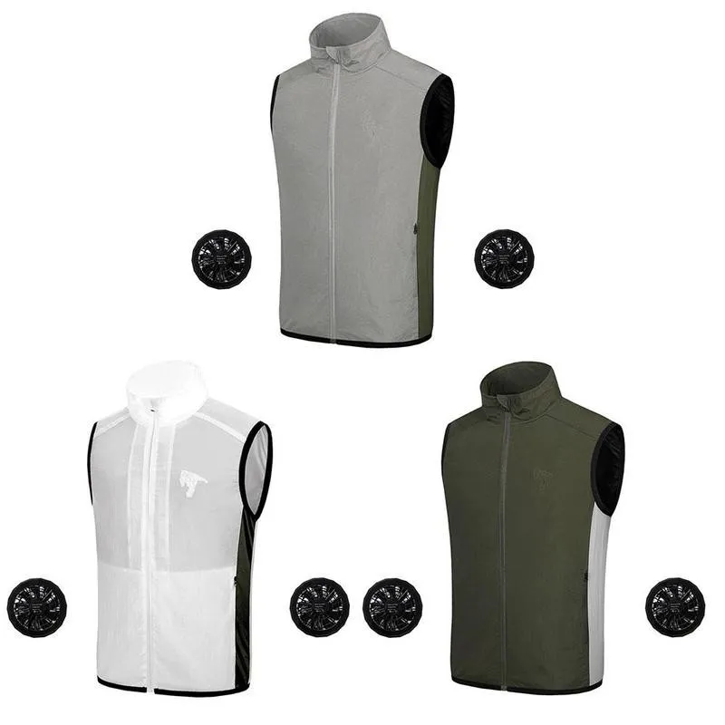 

Summer Fan Cooling Vest Men Women Air Conditioning Cool Coat Outdoor Sun Protection Jacket USB Charging Waistcoat