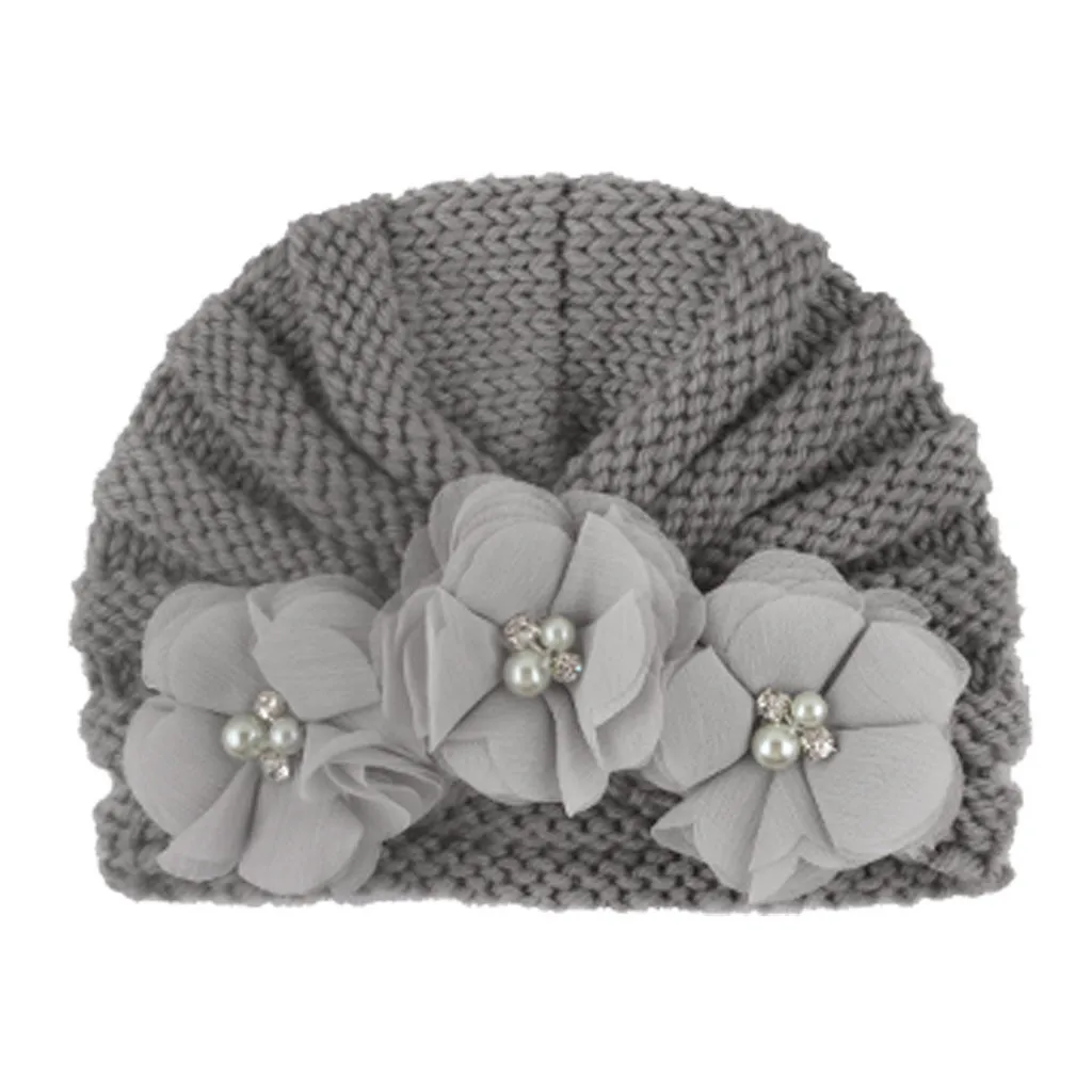 

Newborn Baby Boy Girl Knitted Bead Turban Hat Hair Band Beanie Headwear Cap Sets Cotton Stretchy Turban Headband Sombreros
