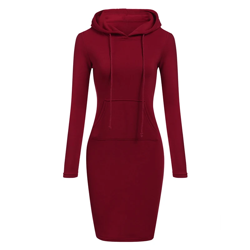 

Winter Women Hoodies Dresses with Pockets Casual Pullover Sweatshirt Women Long Sleeve Plus Size Casual O-Neck Hoody Clothes