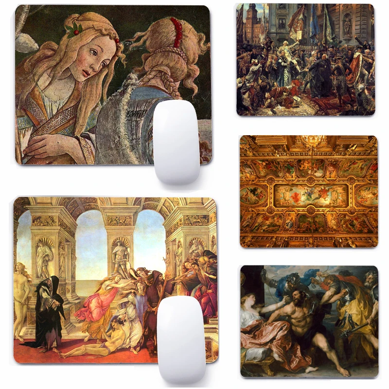 

Коврик для мыши 22x8 см с рисунком эпохи Возрождения, небольшой компьютерный нескользящий коврик для мыши, Настольный коврик для клавиатуры, ...