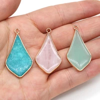 1pcs natural stone pendants rose quartzs green aventurine charms for earring necklace bracelet jewelry making gift size 24x55mm