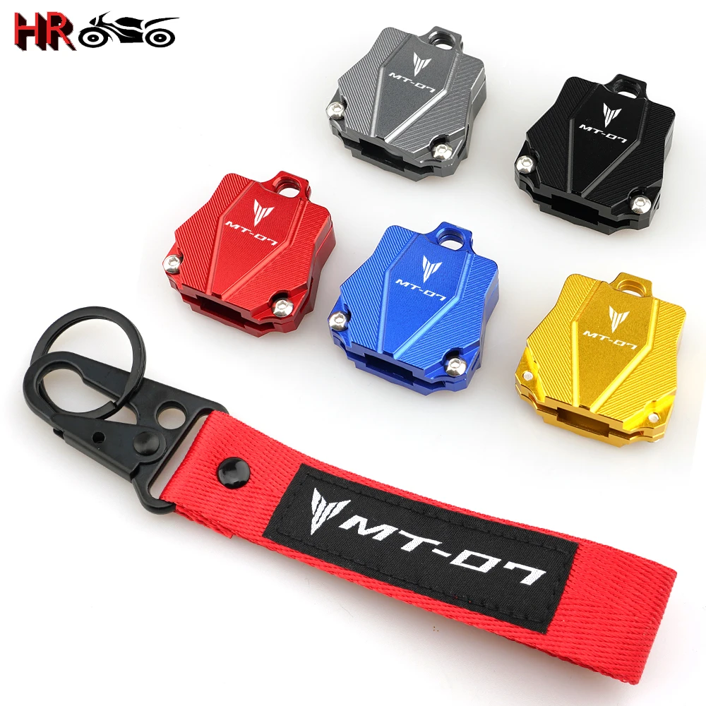 

Motorcycle CNC Aluminum Accessories Key Shell Case Protective Cover & Keychain Keyring Ring For Yamaha MT07 MT-07 2015-2020 2021