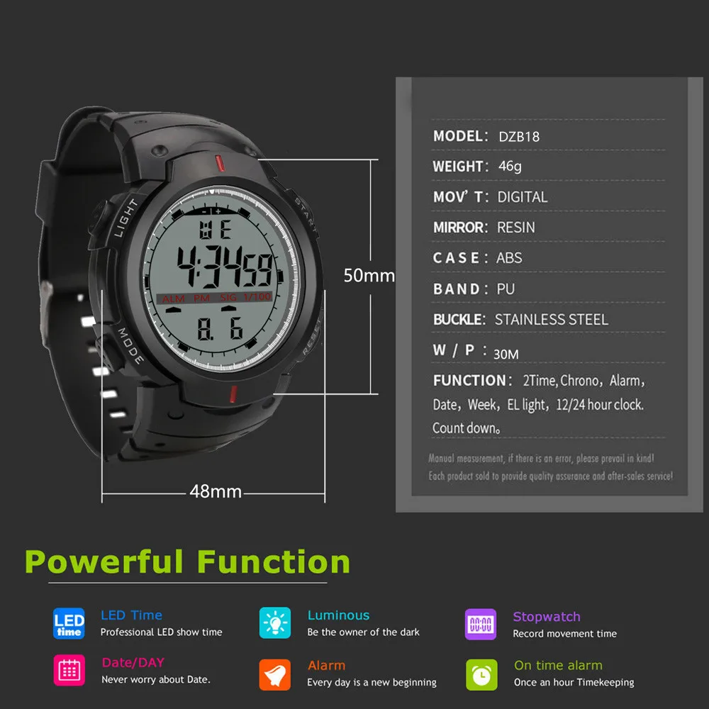 

Men's Sports Electronic Watch Advanced Explosion Model Analog Digital Military Sports LED Waterproof Watch W*