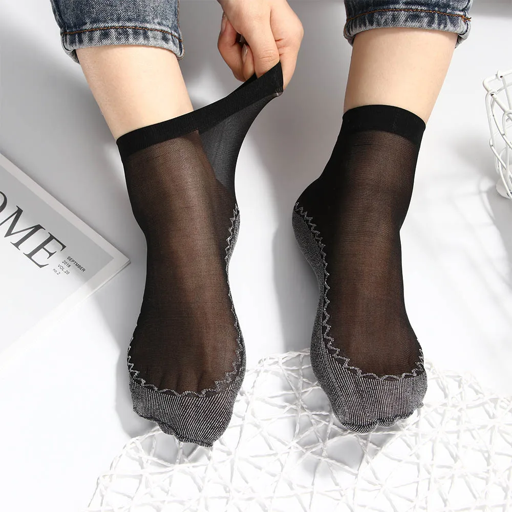 10 пар бархатные шелковые сексуальные женские ультратонкие носки модные летние