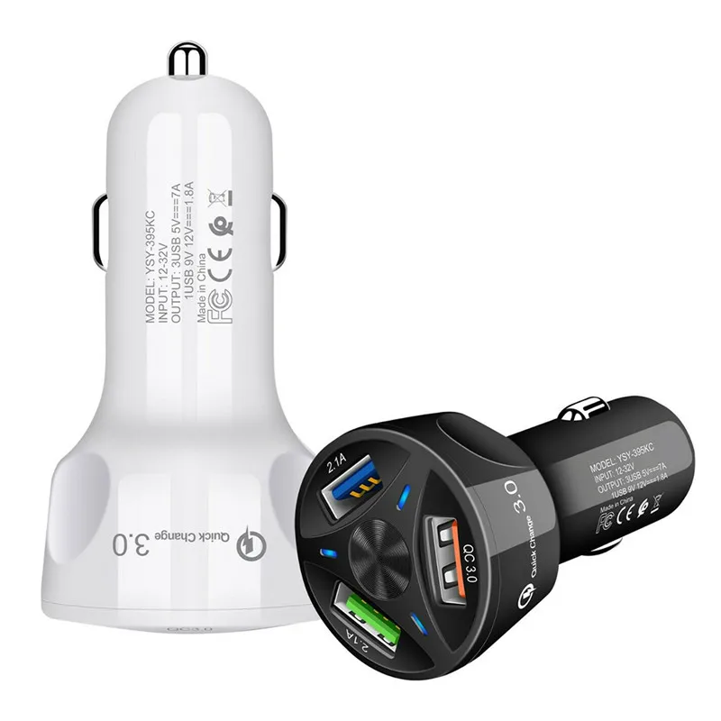 Автомобильное зарядное устройство с 3 USB быстрая зарядка QC3.0 60% автомобильное для