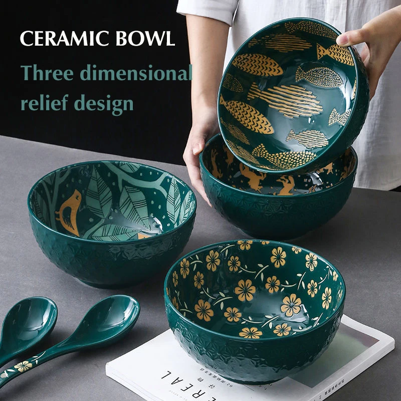 

4.5-Inch Household Underglaze Ceramic Bowl High Leg Eating Creative Tableware Set Small Soup Japanese Rice