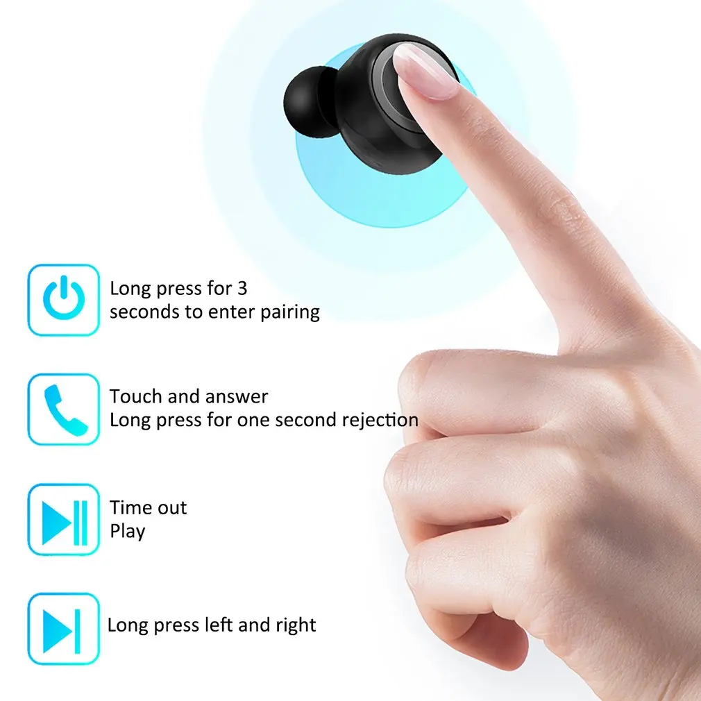 Беспроводные наушники TWS Bluetooth с сенсорным управлением наушники настоящие стерео наушники спортивные наушники с микрофоном