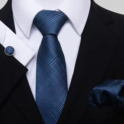 2022 новейший стиль праздничный подарок галстук карманные квадраты набор запонок галстук мужской темно-синий Свадебные аксессуары офисный п...