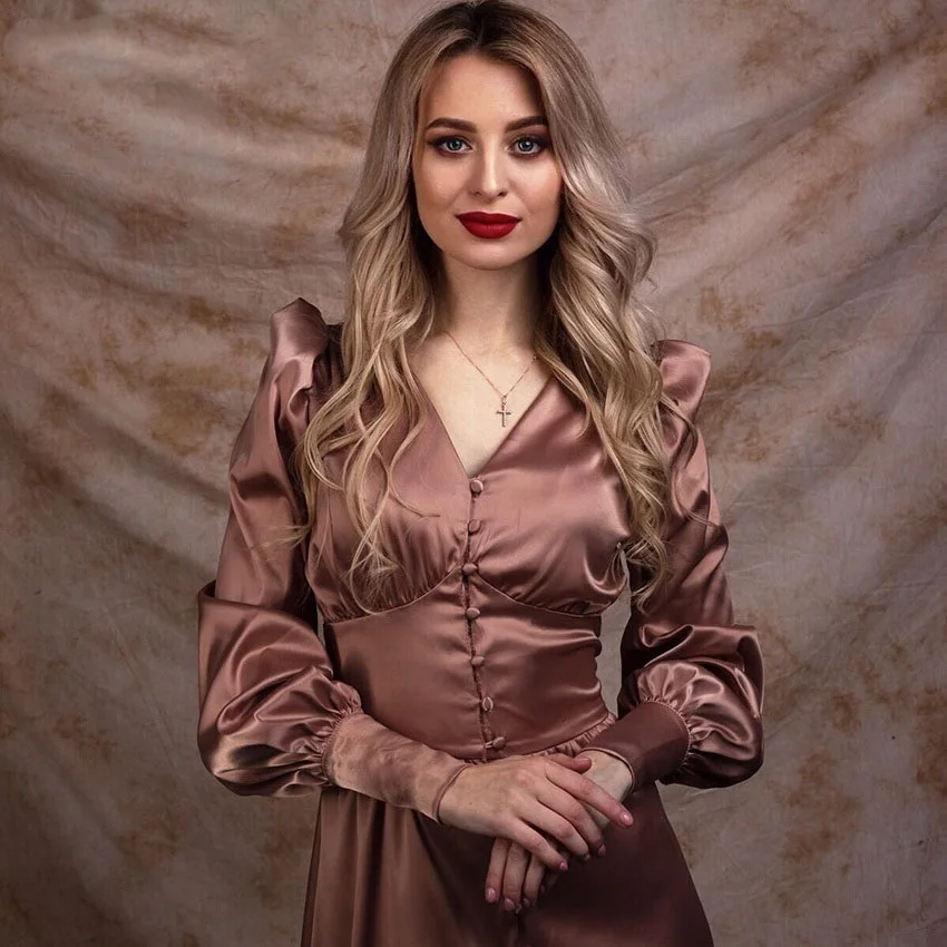 OOTN бежевое однобортное сексуальное платье для вечерние Clud атласное длинное с