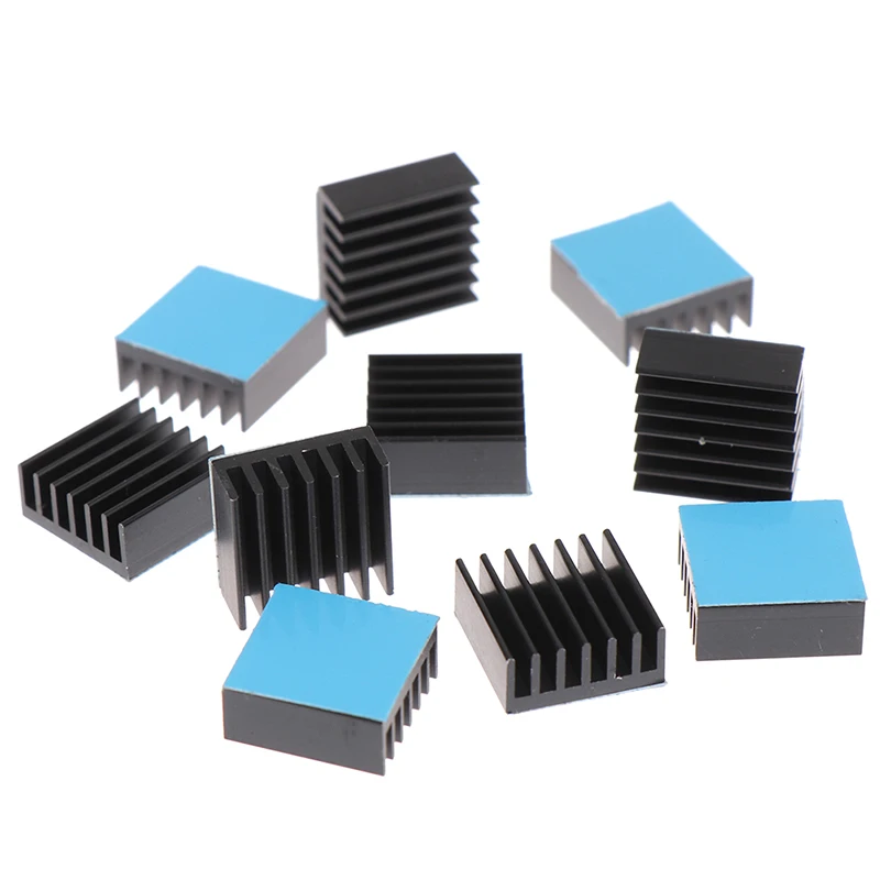 

10pcs 14x14x6mm Black Anodize Extruded Aluminum Radiators Aluminium Heatsink Ram With Thermal Pad Fans & Cooling