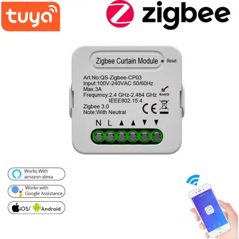 

Tuya ZigBee 3.0 Relay Module Smart Light Switch No Neutral Line Smart Switch Automation Modules Works With Alexa Google