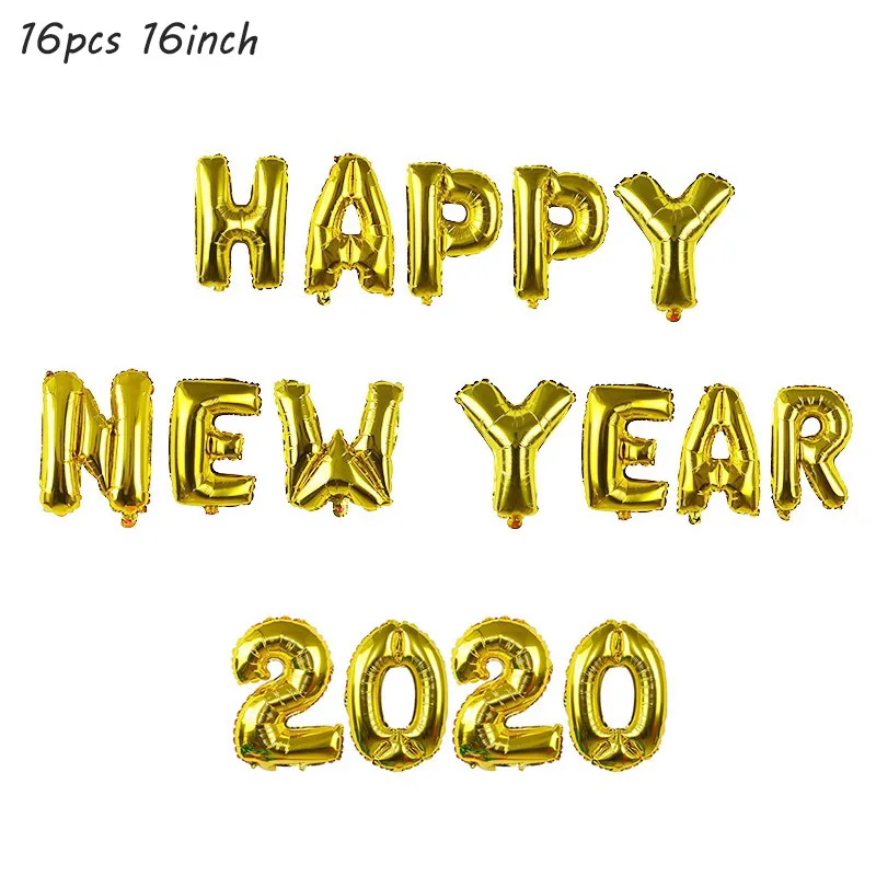 Happy New Year 2020 Фольгированные воздушные шары с новогодним днем фоторамка реквизит воздушные шары золотой черный баннер гирлянда Navidad новогодние вечерние принадлежности - Цвет: Happy New Year 2020