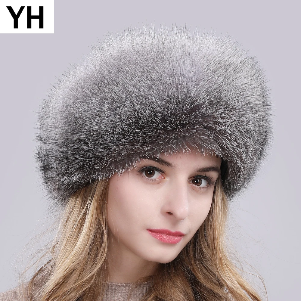 Женская русская зимняя шапка из натурального Лисьего меха теплая мягкая