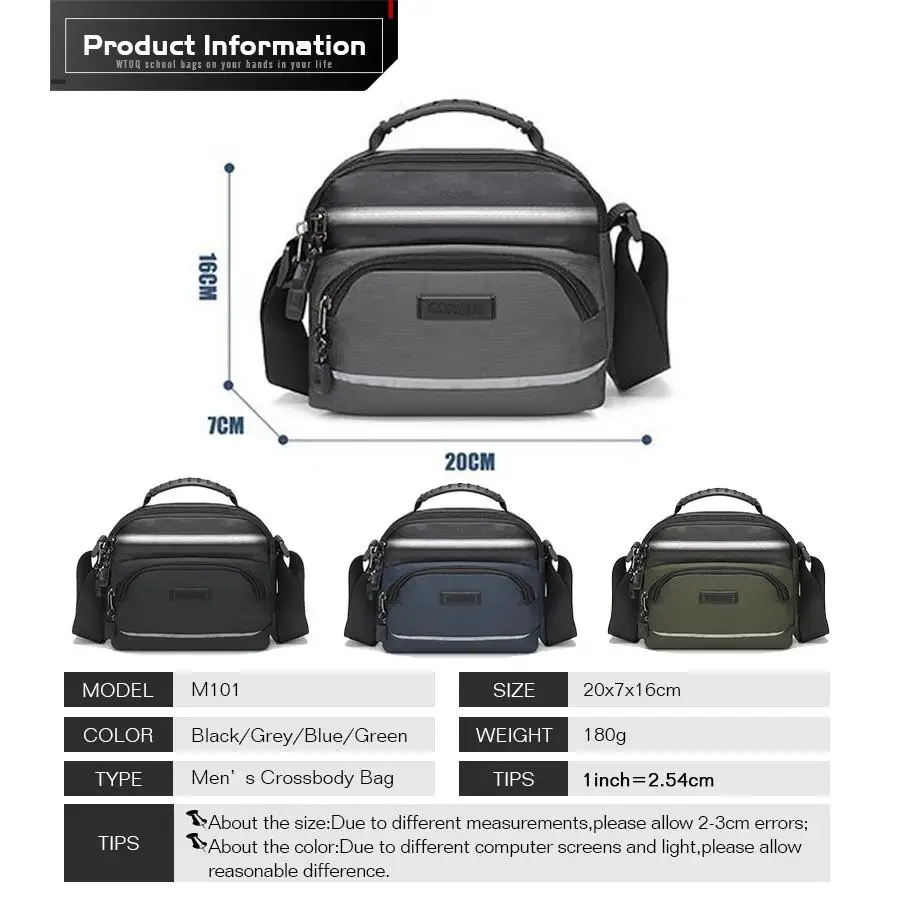 

Waterproof Men's Crossbody Bag Man Outdoor Shoulder Bags Man Travel Messenger Bag Work Male Phone Purse Small Sling Pack DayBag
