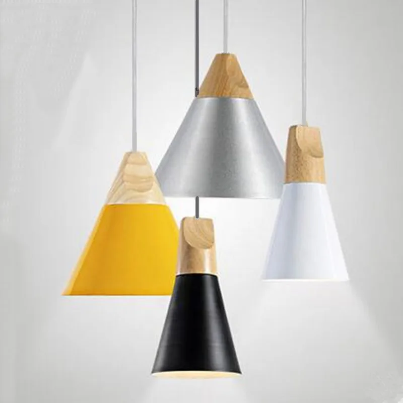 Светодиодный комнатный деревянный подвесной светильник Металлическая лампа для