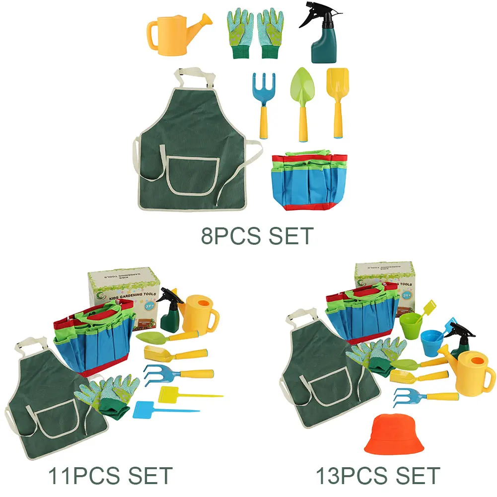 

Apron Gloves Educational Outdoor Toy Hand Tools Pretend Play Tote Bag Shovel Rake Game Portable Kids Gardening Set Watering Can