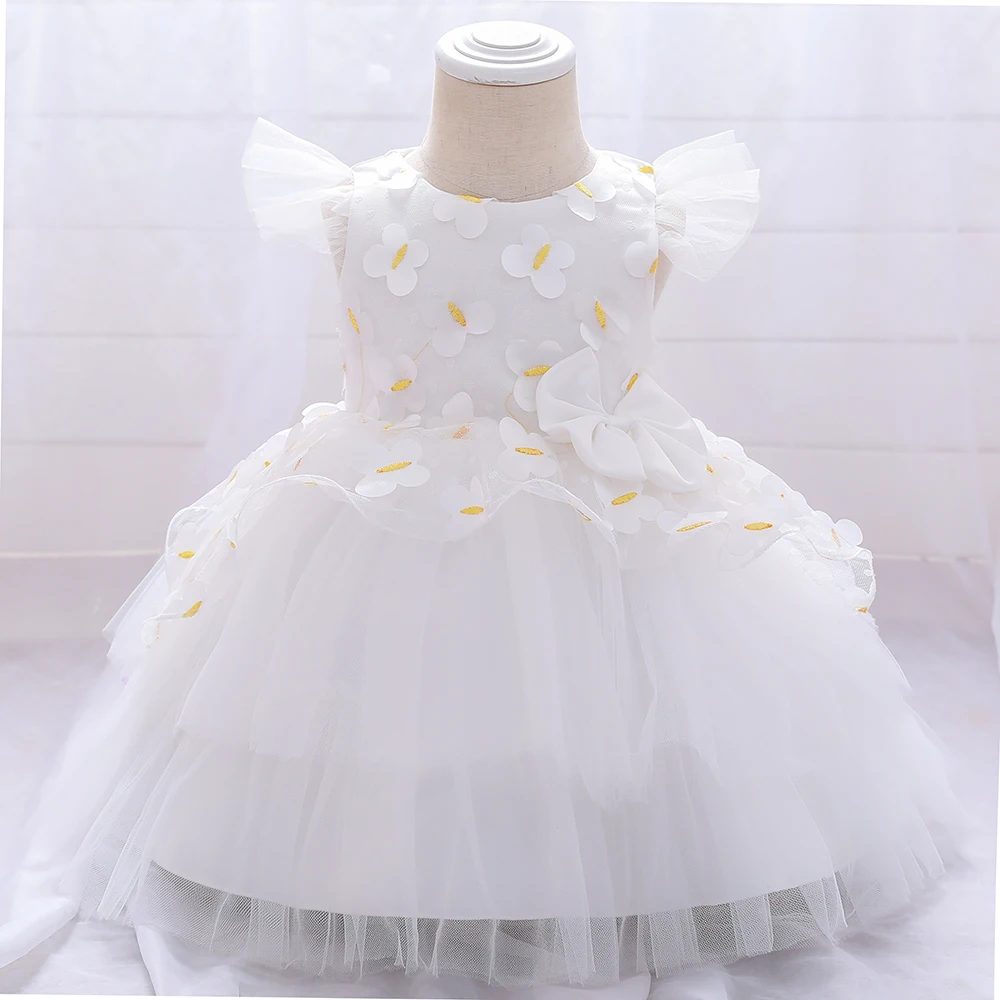 

Kids Girl Princess Lace Tutu Dress Infant Christening Wedding Dress Toddler Baby Girl 1 Years Birthday Party Vestidos