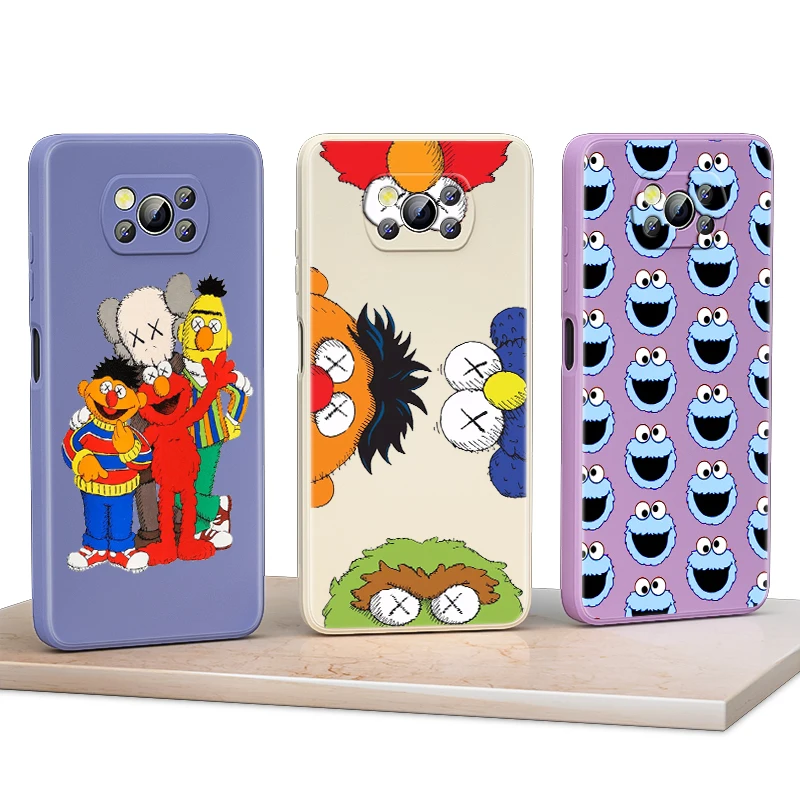 

Sesame Street Cookies for Xiaomi Poco F3 GT X3 NFC M3 C3 M2 X2 Pro 5G Liquid Silicone Soft Cover Shockproof Phone Case