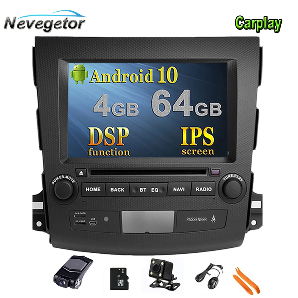 Автомагнитола Mitsubishi Outlander 2007 2012 Peugeot 4007/Citroen C Cross с DVD плеером GPS DSP IPS Android